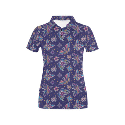 Butterfly Print Design LKS303 Women's Polo Shirt