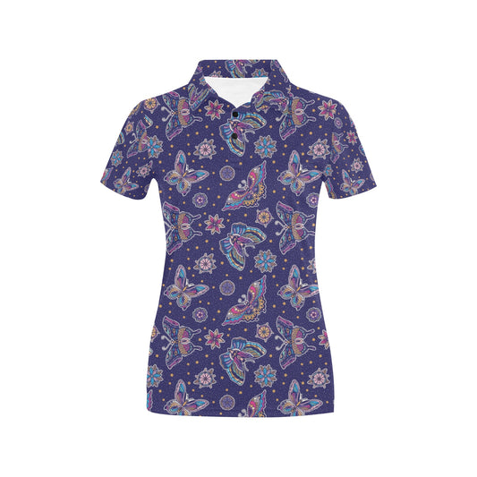 Butterfly Print Design LKS303 Women's Polo Shirt