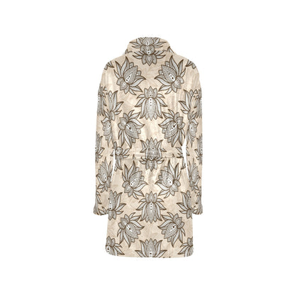 lotus Boho Pattern Print Design LO05 Women's Fleece Robe