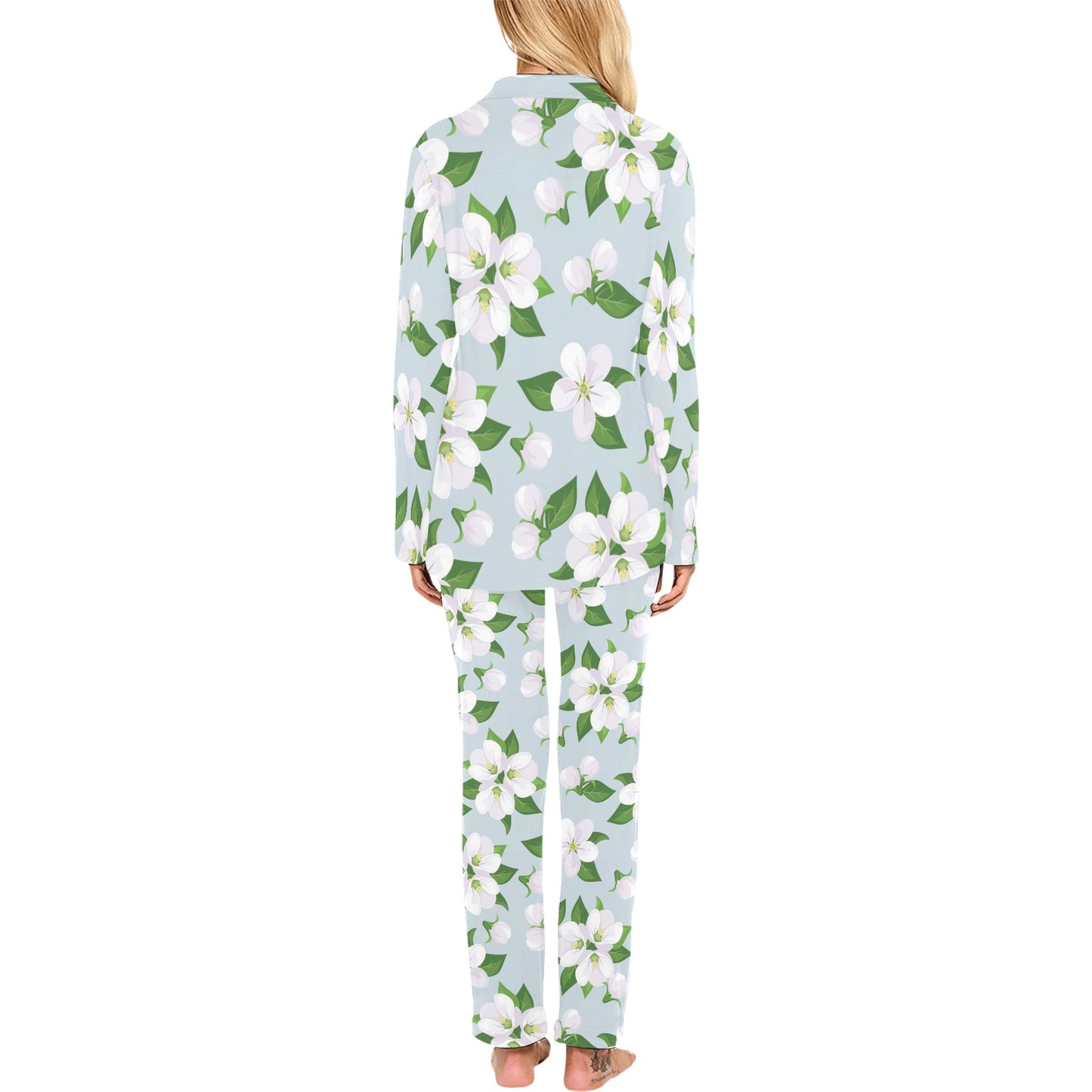 Apple blossom Pattern Print Design AB04 Women's Long Pajama Set
