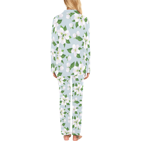 Apple blossom Pattern Print Design AB04 Women's Long Pajama Set
