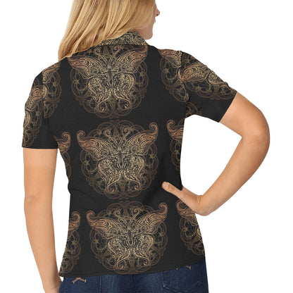Gold Butterfly Ornamental Women's Polo Shirt