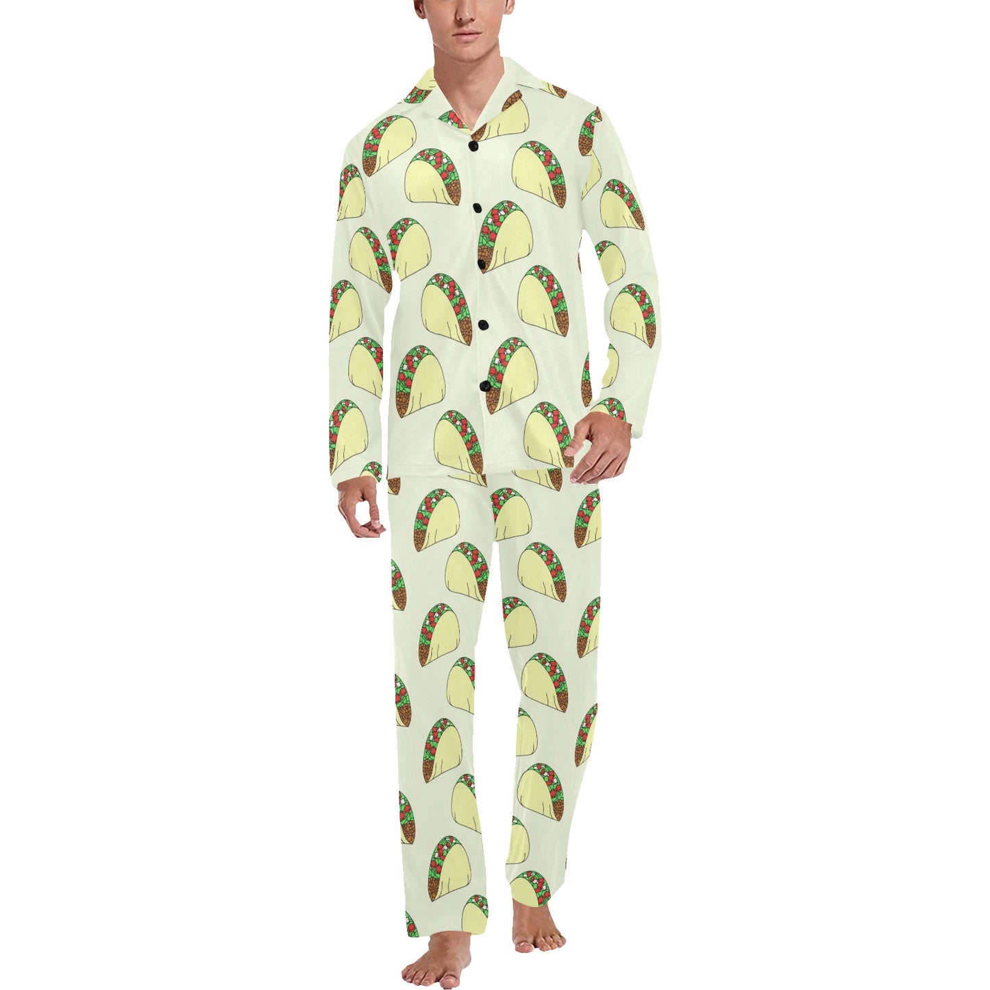 Taco Pattern Print Design TC05 Men's Long Pajama Set