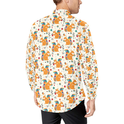 Squirrel Print Design LKS304 Men's Long Sleeve Dress Shirt