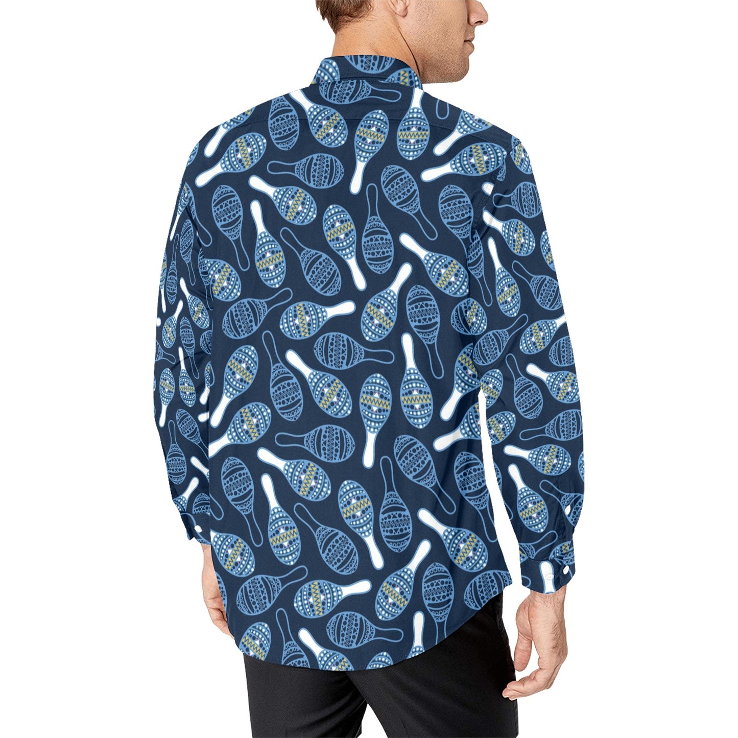 Maracas Print Design LKS401 Men's Long Sleeve Dress Shirt