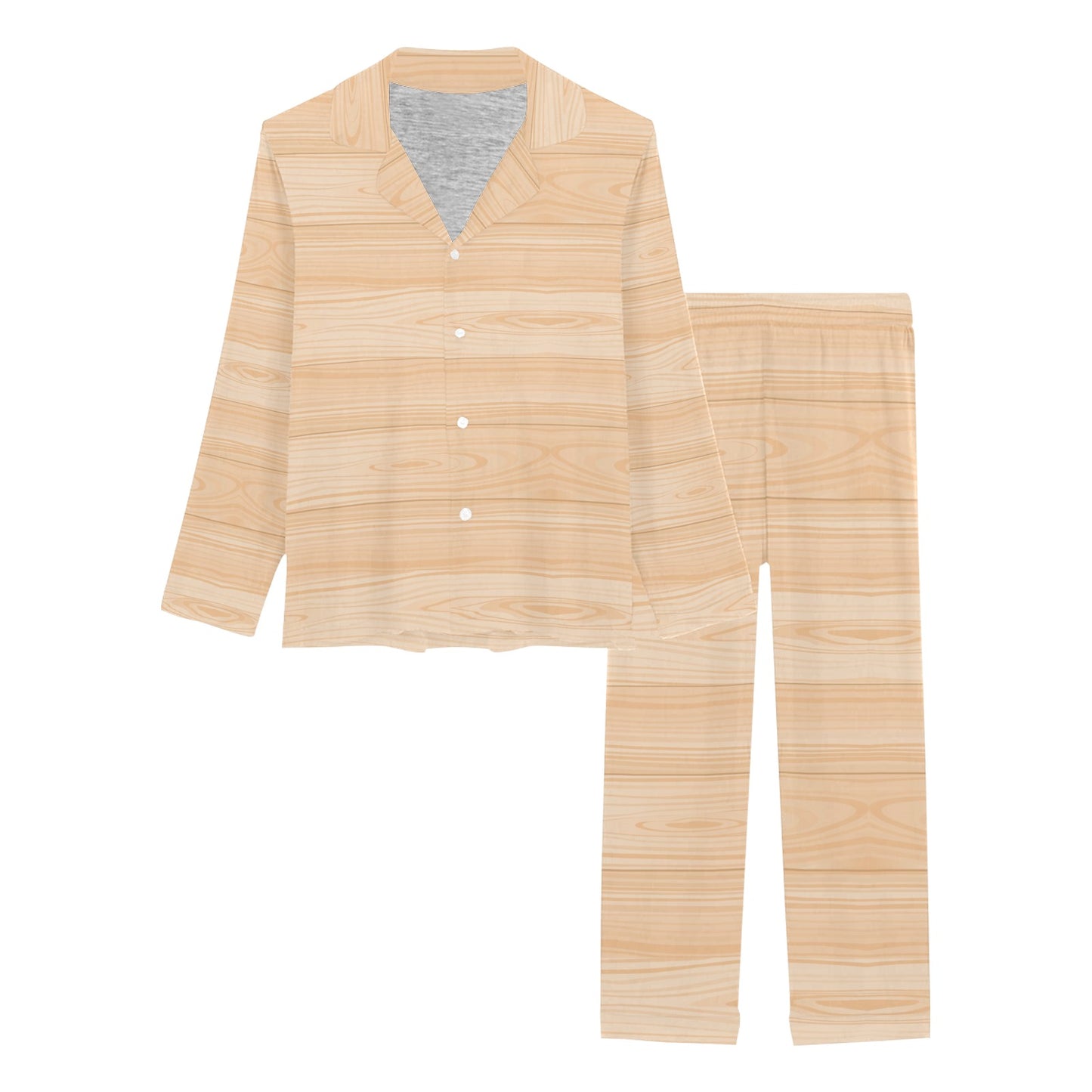 Wood Texture Print Design LKS302 Women's Long Pajama Set