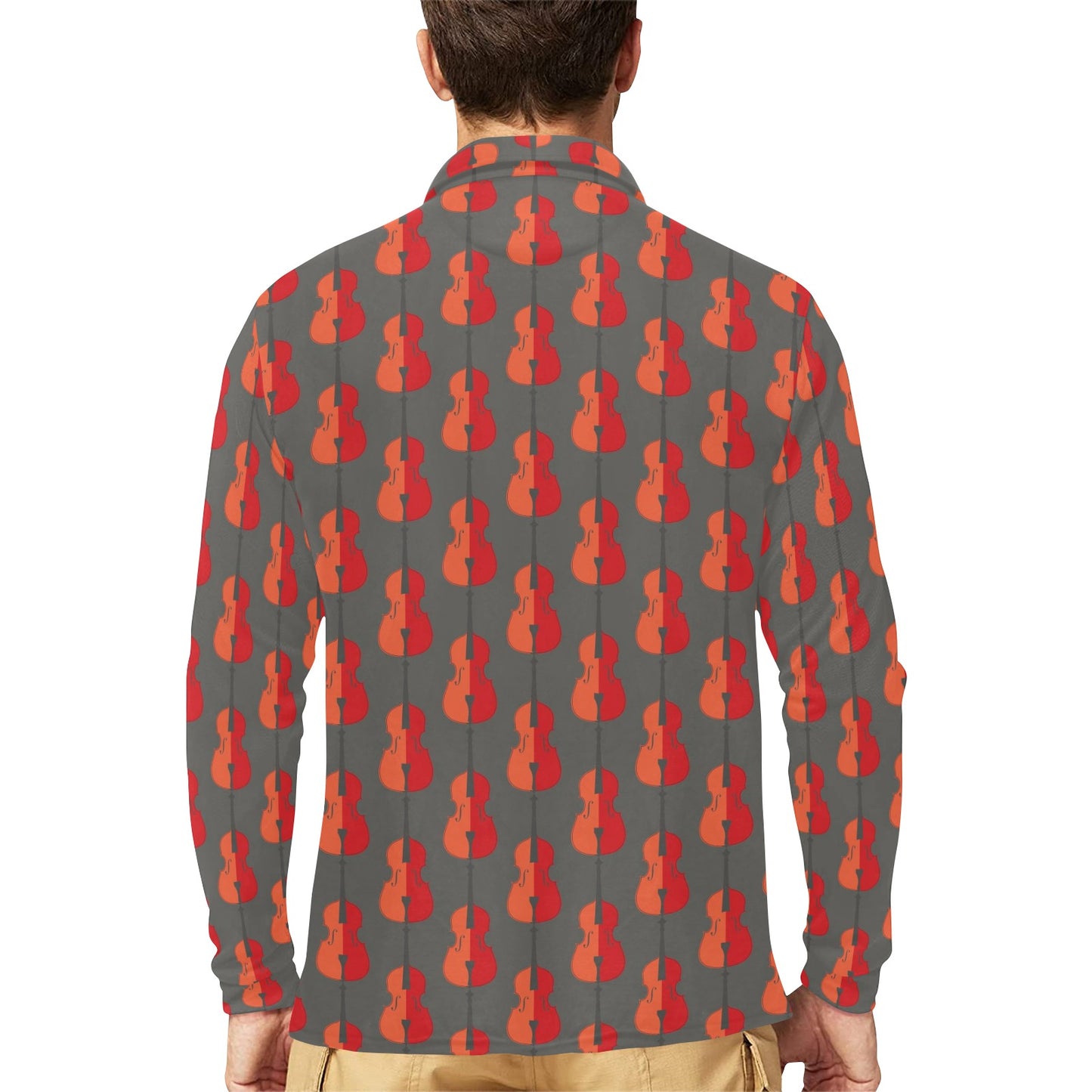 Cello Print Design LKS401 Long Sleeve Polo Shirt For Men's