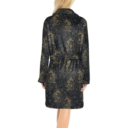 KOI Fish Pattern Print Design 02 Women's Fleece Robe
