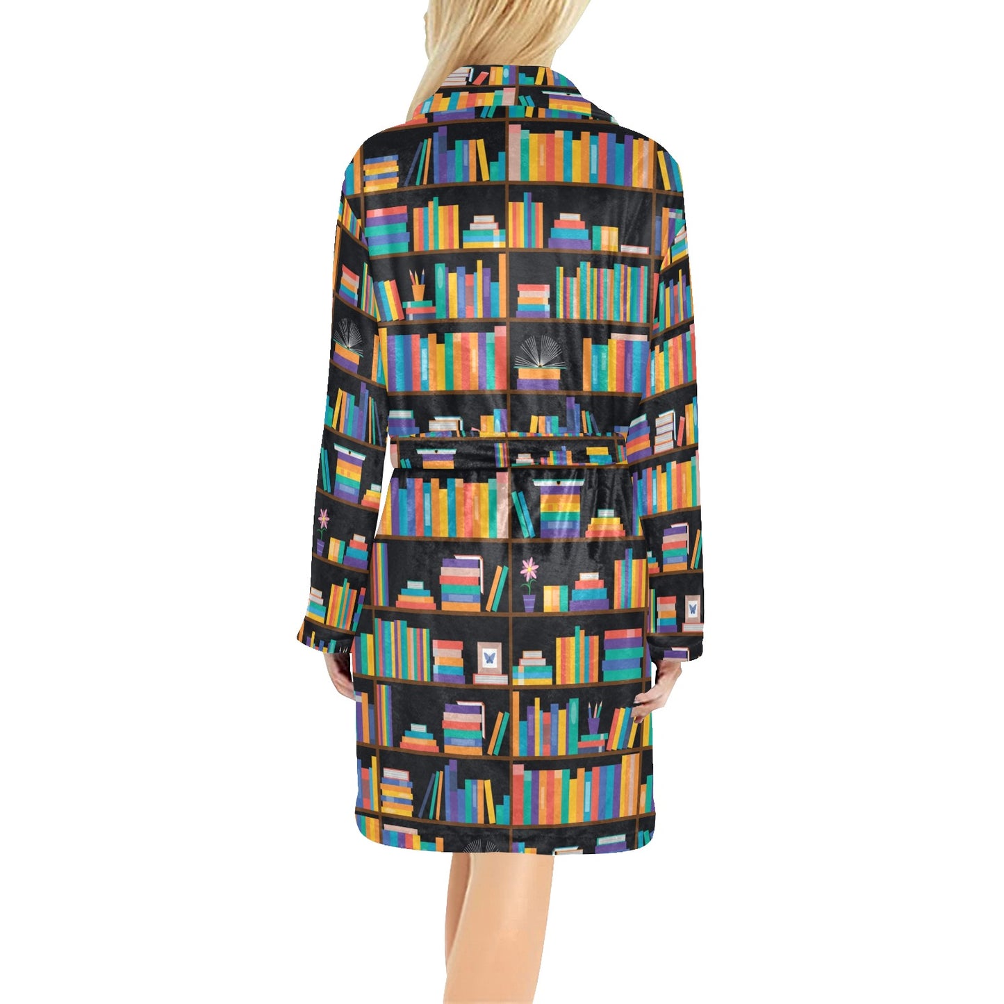 Book Pattern Print Design 05 Women's Fleece Robe