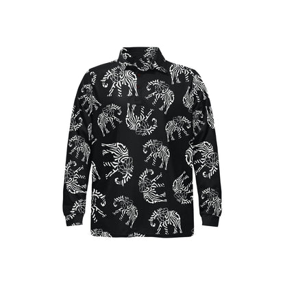 Elephant Tribal Long Sleeve Polo Shirt For Men's