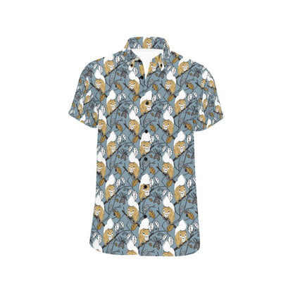 Squirrel Print Design LKS305 Men Short Sleeve Button Up Shirt