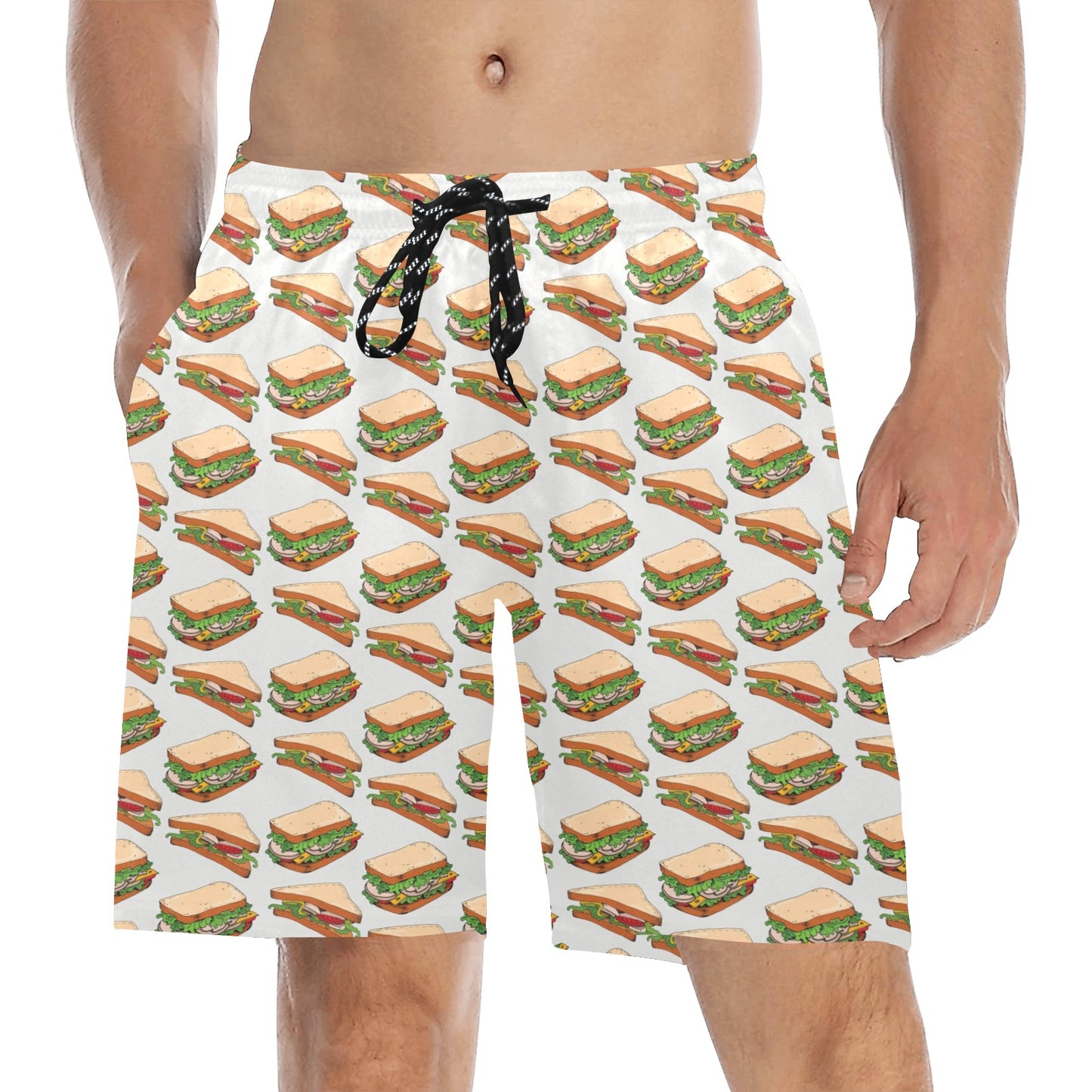 Sandwich Print Design LKS302 Men's Swim Trunks Beach Shorts