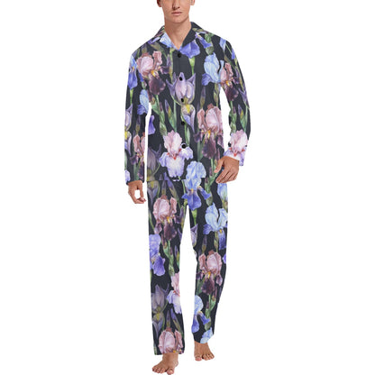 Iris Pattern Print Design IR04 Men's Long Pajama Set