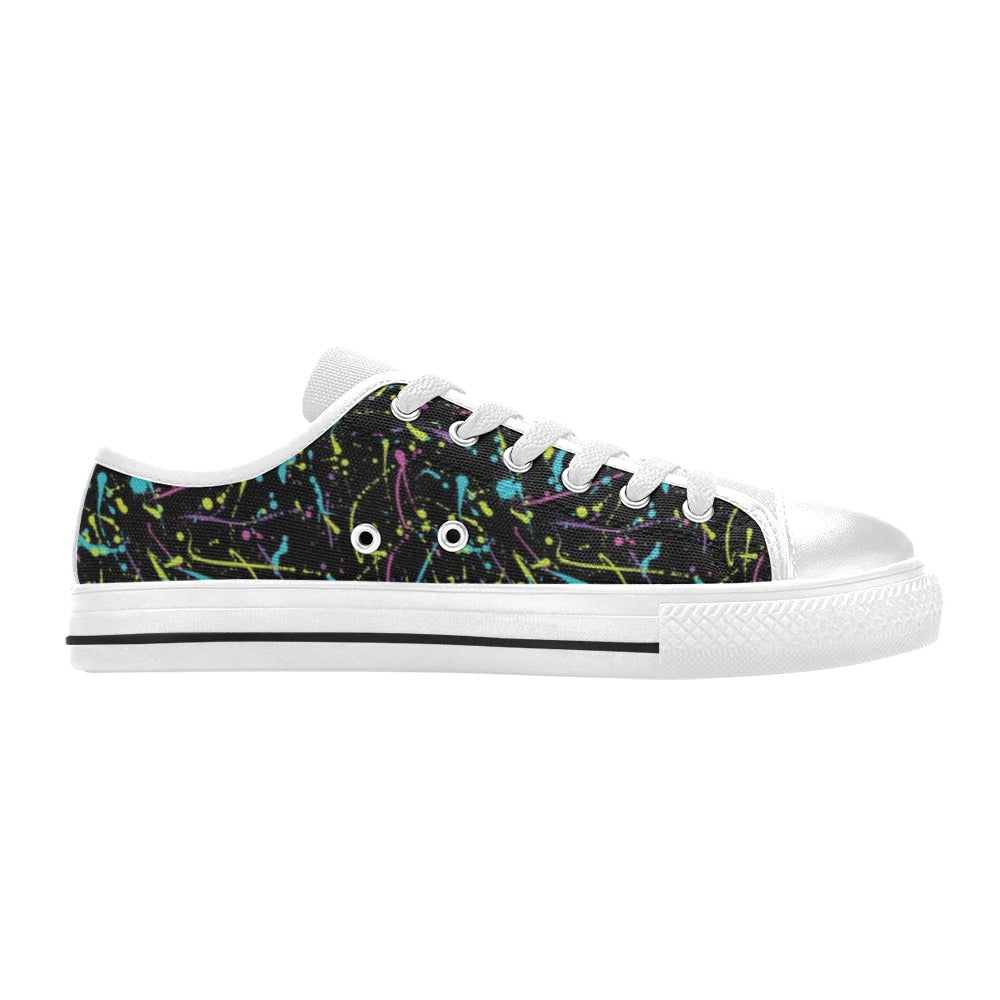 Splatter Multicolor Print Design LKS302 Women's White Low Top Shoes