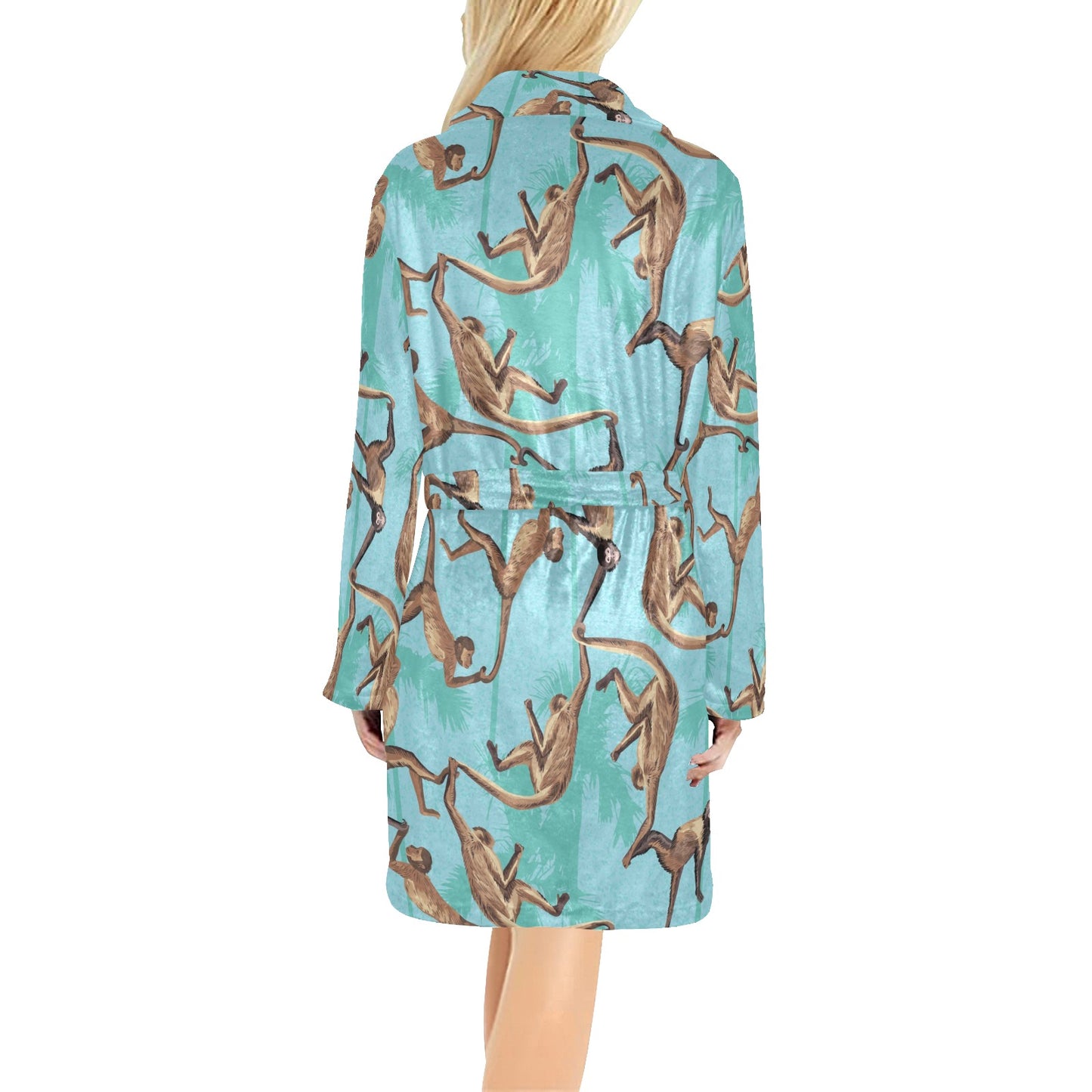 Monkey Pattern Print Design 04 Women's Fleece Robe