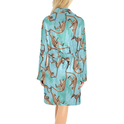 Monkey Pattern Print Design 04 Women's Fleece Robe