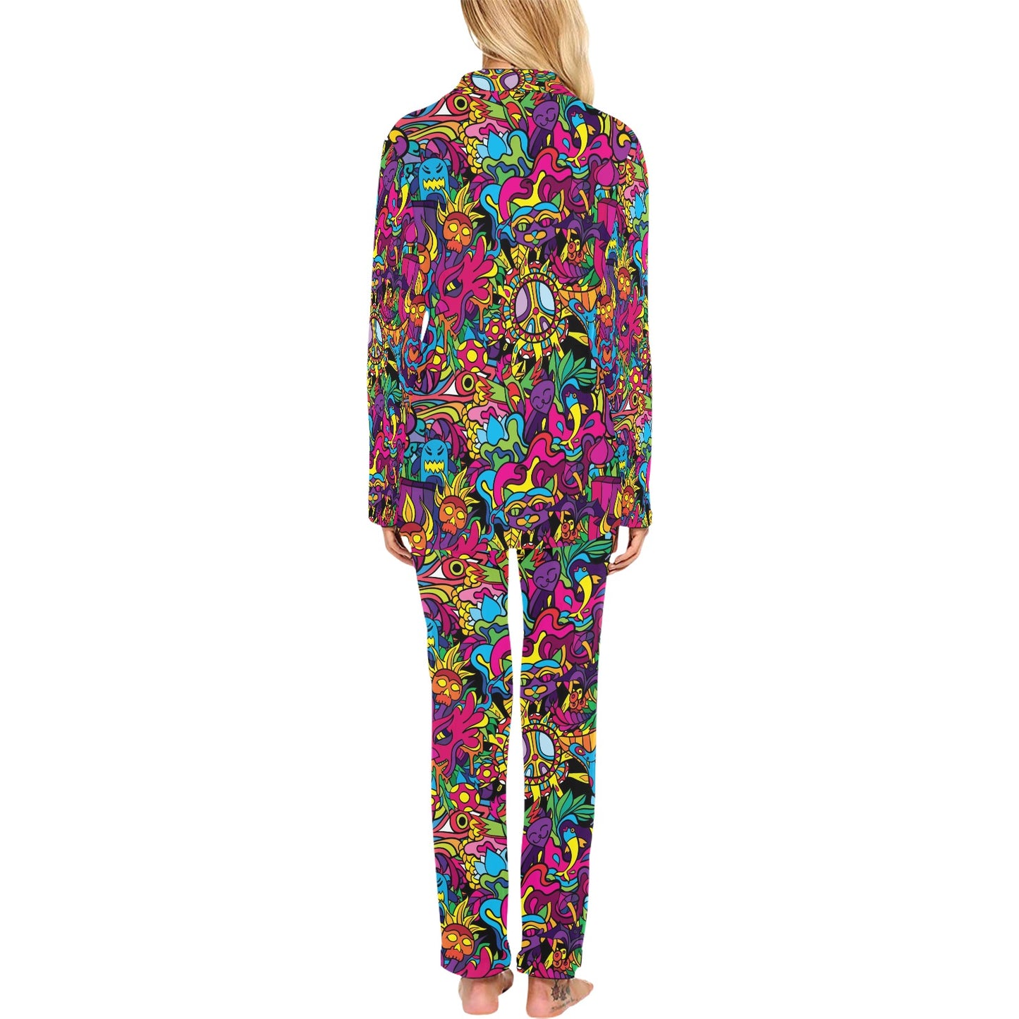 Trippy Print Design LKS304 Women's Long Pajama Set