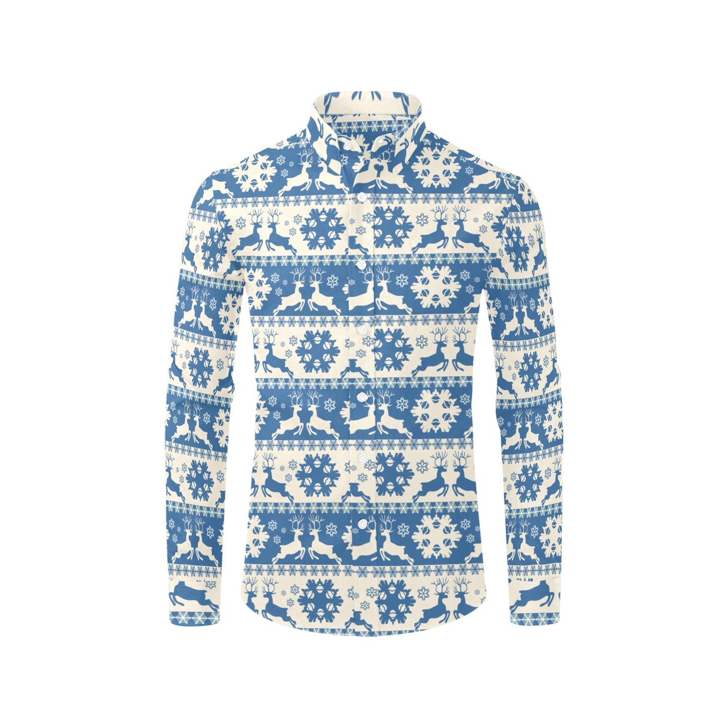 Reindeer Print Design LKS401 Men's Long Sleeve Dress Shirt