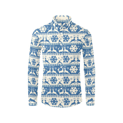 Reindeer Print Design LKS401 Men's Long Sleeve Dress Shirt