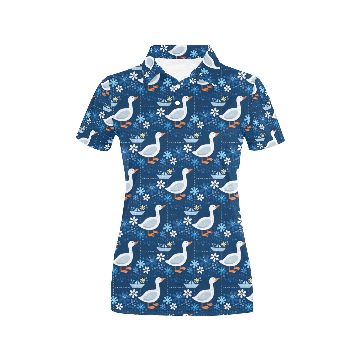 Goose Print Design LKS405 Women's Polo Shirt