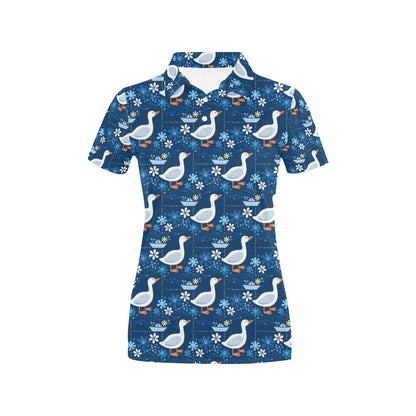 Goose Print Design LKS405 Women's Polo Shirt