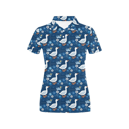 Goose Print Design LKS405 Women's Polo Shirt