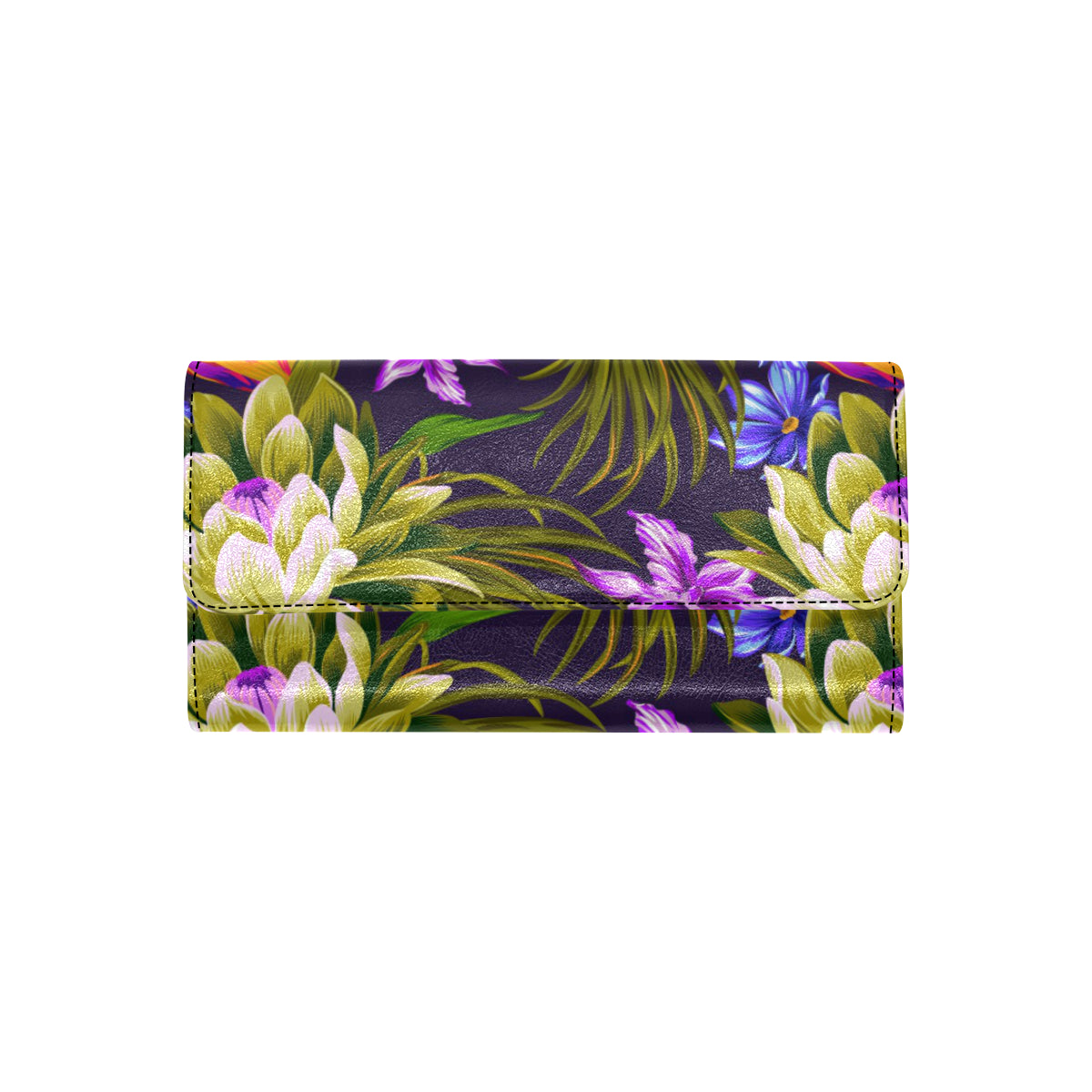 Water Lily Pattern Print Design WL08 Women's Trifold Wallet