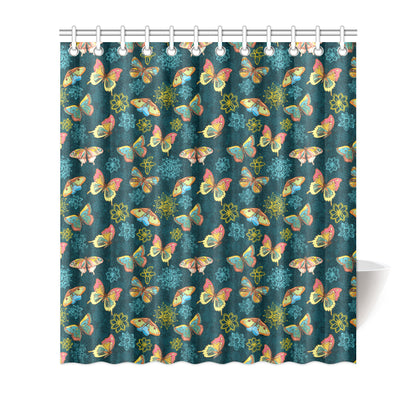 Butterfly Hand Draw Print Pattern Shower Curtain