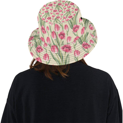 Tulip Pink Pattern Print Design TP06 Unisex Bucket Hat