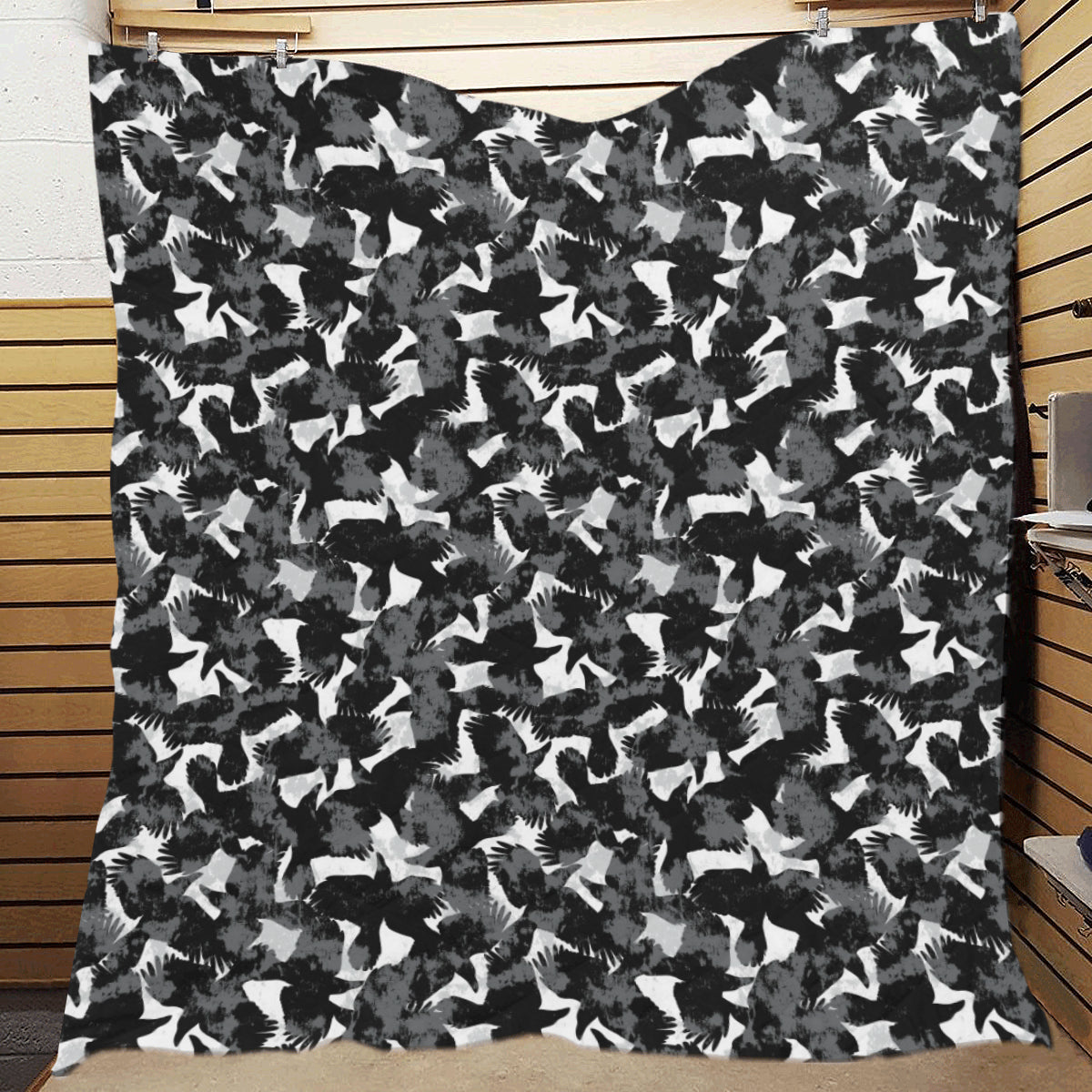 Crow Pattern Print Design 01 Premium Quilt