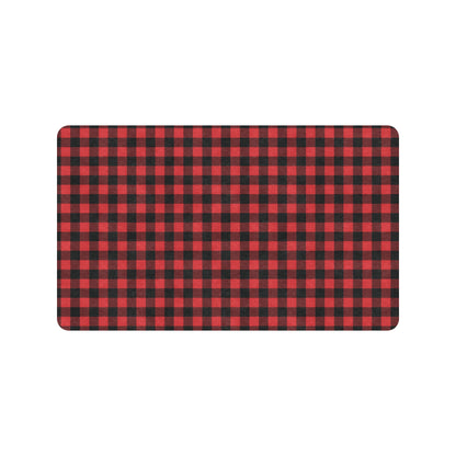 Red Black Buffalo Tartan Plaid Pattern Rubber Doormat
