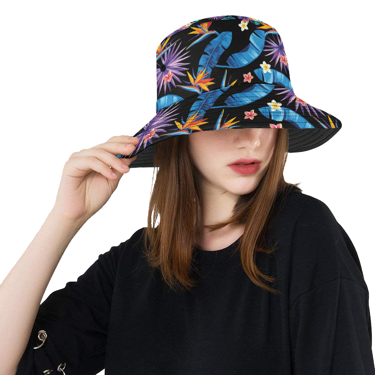 Tropical Flower Pattern Print Design TF018 Unisex Bucket Hat
