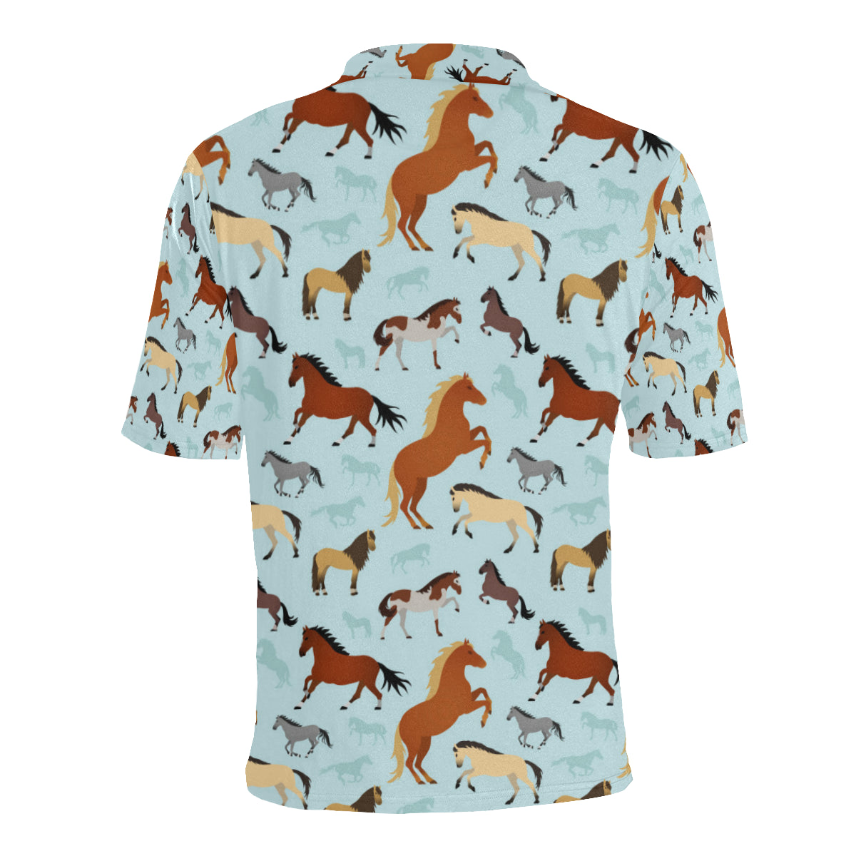 Horse Cute Themed Pattern Print Men Polo Shirt