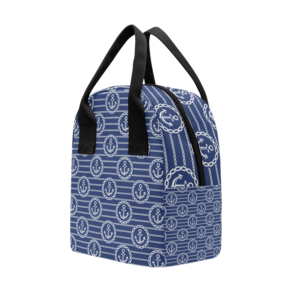 Anchor Stripe Pattern Insulated Lunch Bag