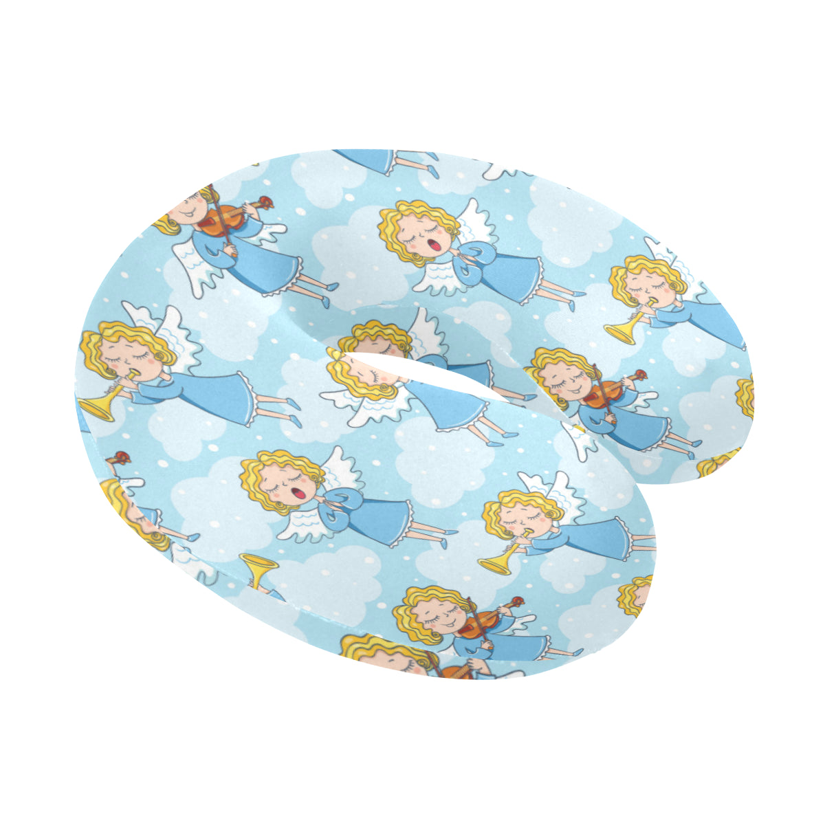 Angel Musician Pattern Print Design 09 U-Shaped Travel Neck Pillow