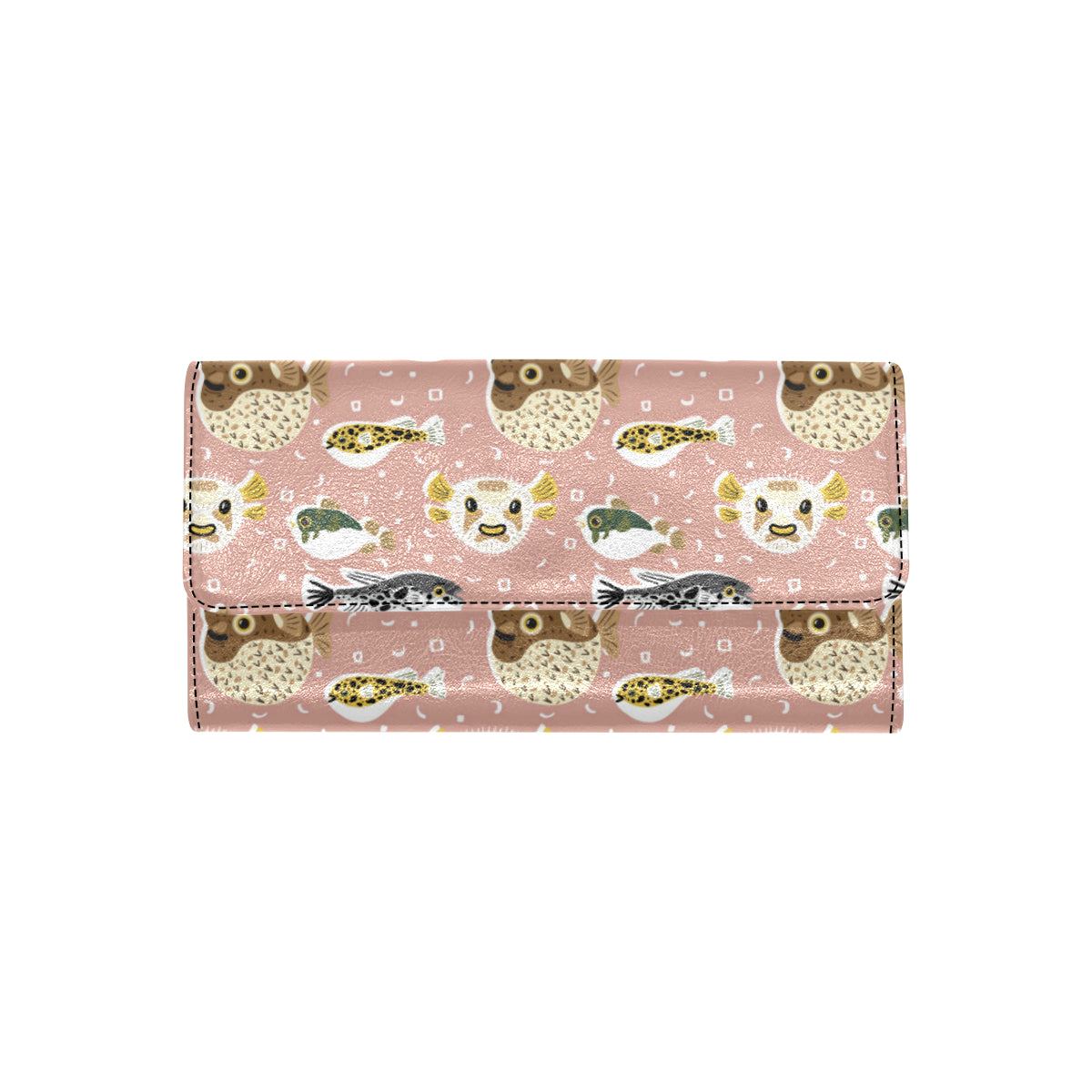 Fugu Cute Pattern Print Design 01 Women's Trifold Wallet