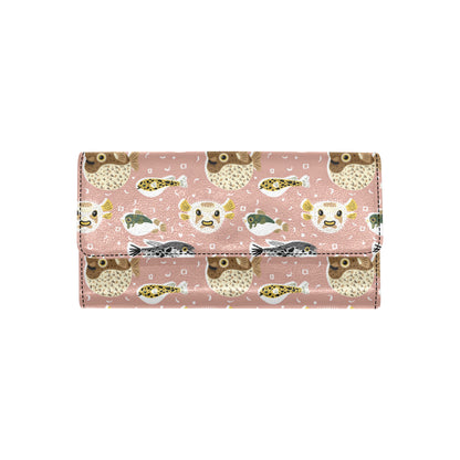 Fugu Cute Pattern Print Design 01 Women's Trifold Wallet