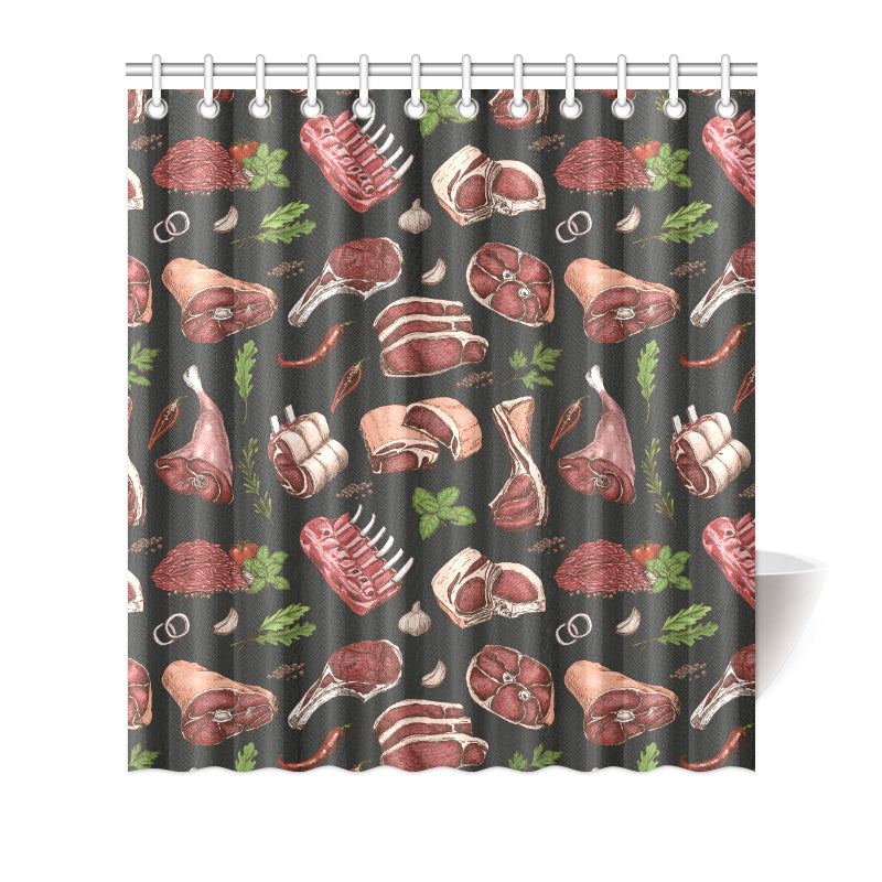 Meat Pattern Print Design 02 Shower Curtain