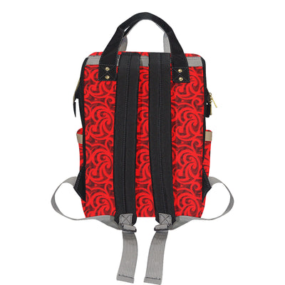 Maori Red Themed Design Print Diaper Bag Backpack