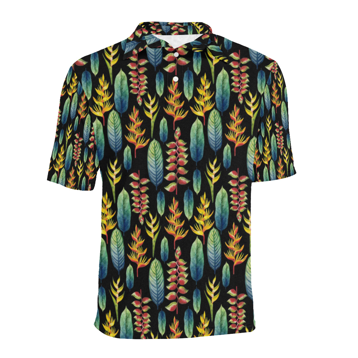Heliconia Pattern Print Design HL03 Men Polo Shirt