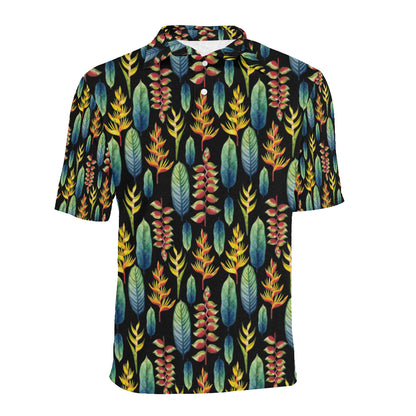 Heliconia Pattern Print Design HL03 Men Polo Shirt