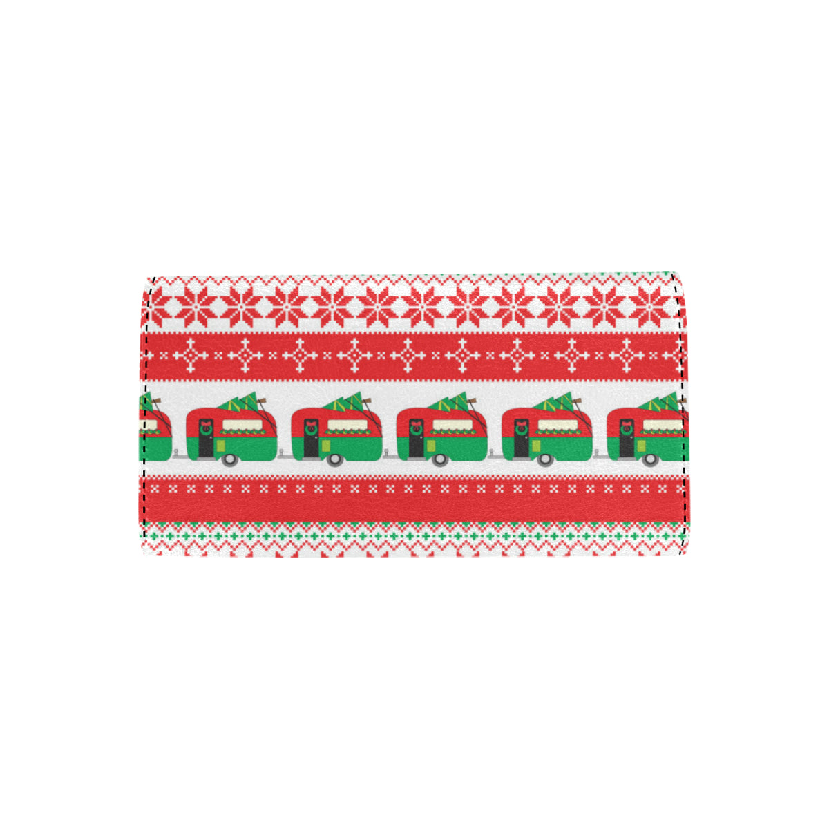 Camper Camping Ugly Christmas Design Print Women's Trifold Wallet