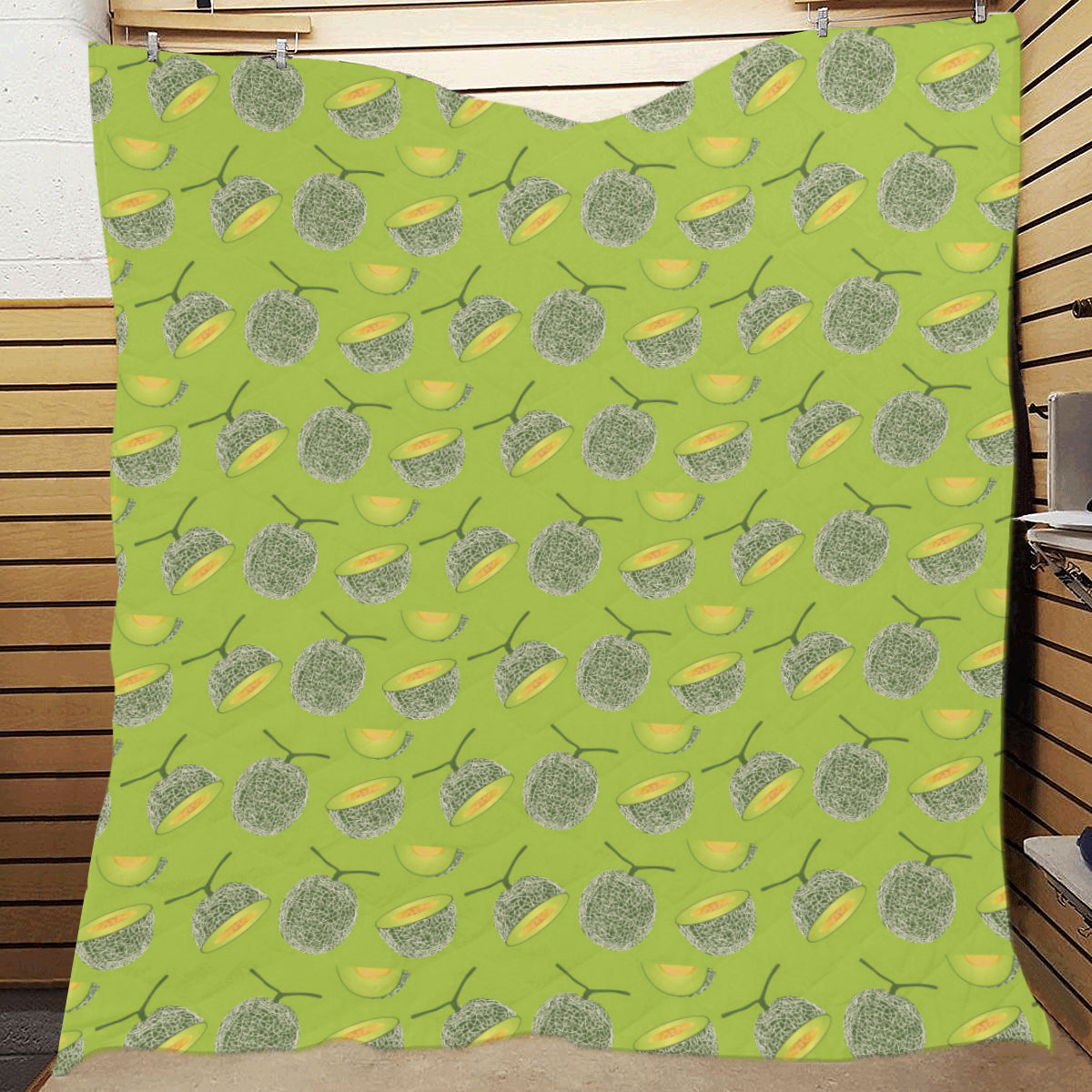 Cantaloupe Pattern Print Design 03 Premium Quilt