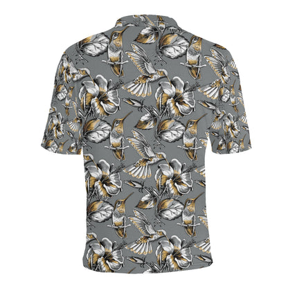 Hummingbird Pattern Print Design 02 Men Polo Shirt