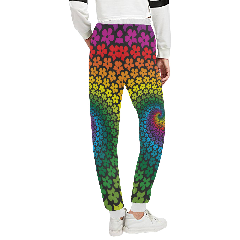 Flower Power Rainbow Spiral Print Unisex Sweatpants
