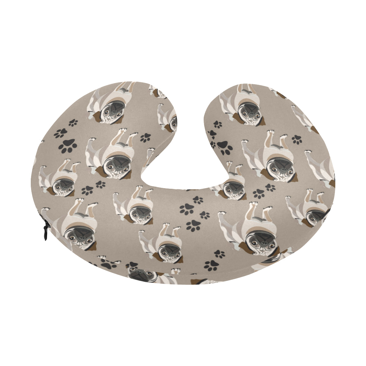 Pug Pattern Print Design A04 U-Shaped Travel Neck Pillow