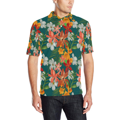Amaryllis Pattern Print Design AL06 Men Polo Shirt