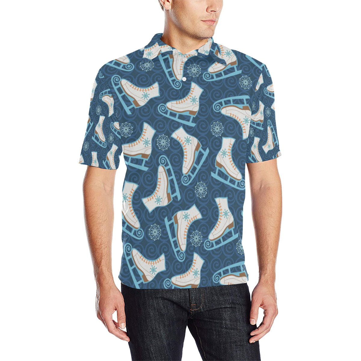 Ice Skate Pattern Print Design 01 Men Polo Shirt