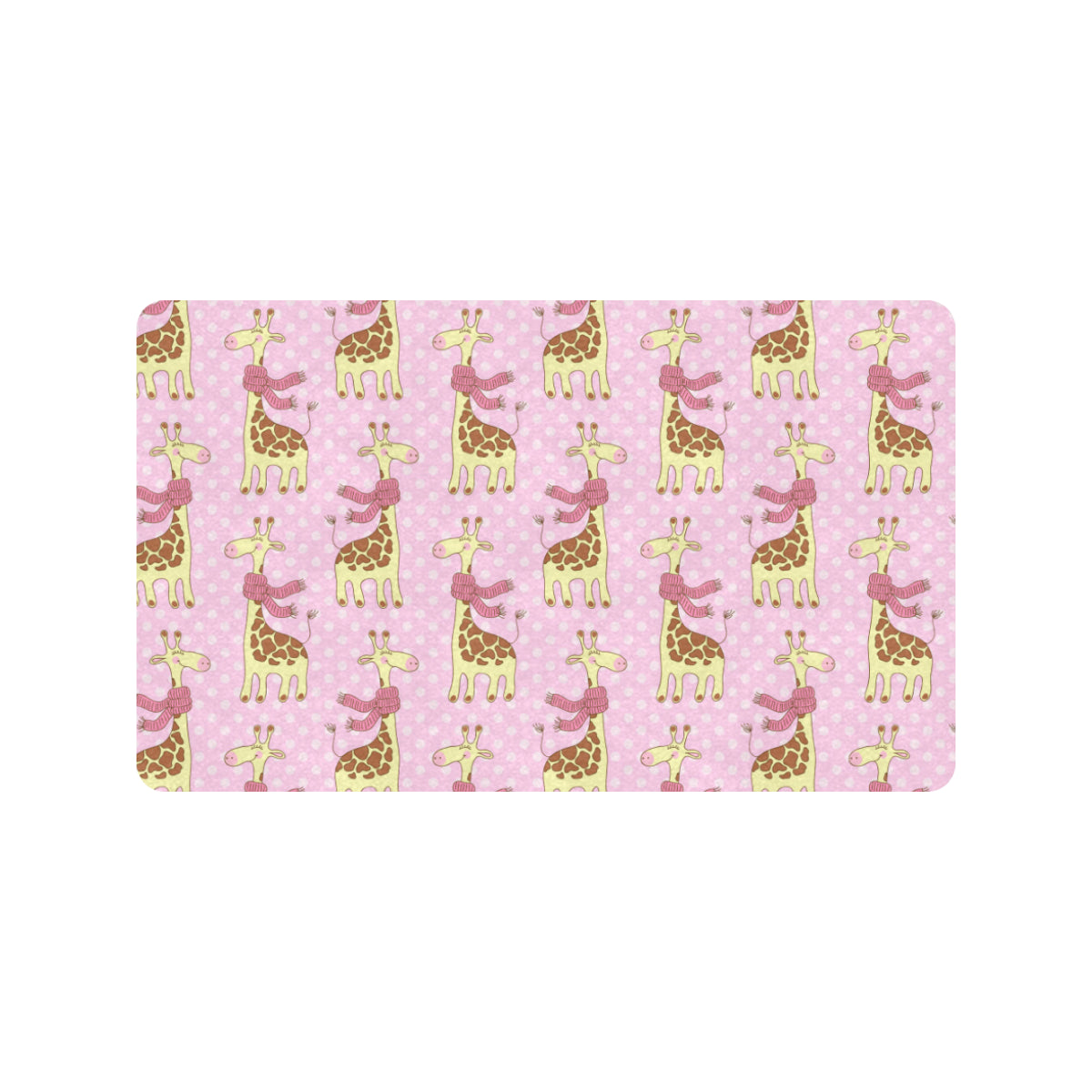 Giraffe Cute Pink Polka Dot Print Rubber Doormat