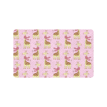 Giraffe Cute Pink Polka Dot Print Rubber Doormat